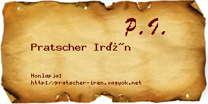 Pratscher Irén névjegykártya
